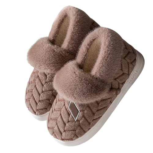 Hausschuhe Damen Plüsch Winter Anti Rutsch Plüschhausschuh Bequem Weiche With Memory Foam Wärmeschuhe Slip-On Gästehausschuhe Herbst/Winter Innen Schlafzimmer von Generisch