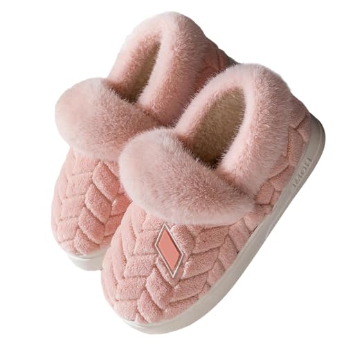 Hausschuhe Damen Plüsch Winter Anti Rutsch Plüschhausschuh Bequem Weiche With Memory Foam Wärmeschuhe Slip-On Gästehausschuhe Herbst/Winter Innen Schlafzimmer von Generisch