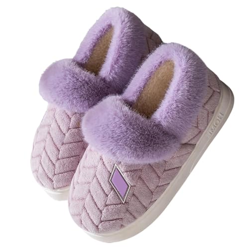 Hausschuhe Damen Plüsch Winter Anti Rutsch Plüschhausschuh Bequem Weiche With Memory Foam Wärmeschuhe Slip-On Gästehausschuhe Herbst/Winter Innen Schlafzimmer von Generisch