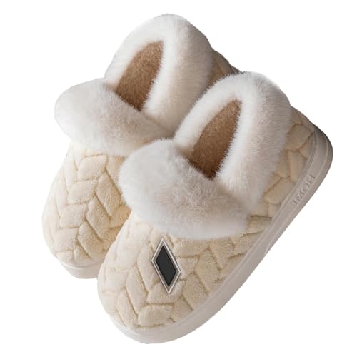 Hausschuhe Damen Plüsch Winter Anti Rutsch Plüschhausschuh Bequem Weiche With Memory Foam Wärmeschuhe Slip-On Gästehausschuhe Herbst/Winter Innen Schlafzimmer von Generisch