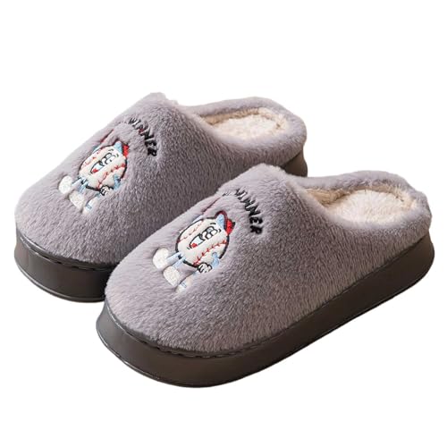 Hausschuhe Damen Plüsch Winter Rutschfeste Plüsch Pantoffeln Warme Baseball With Memory Foam Filzpantoffeln Slip-On Gästehausschuhe Outdoor/Indoor Herbst/Winter von Generisch