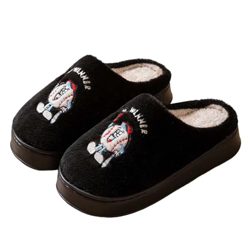 Hausschuhe Damen Plüsch Winter Rutschfeste Plüsch Pantoffeln Warme Baseball With Memory Foam Filzpantoffeln Slip-On Gästehausschuhe Outdoor/Indoor Herbst/Winter von Generisch