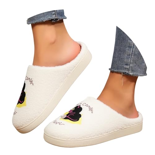 Hausschuhe Damen Plüschtier Hausschuhes Damen Winter Slip On Filzhausschuhe Wärme Filzpantoffeln Casual Hauslatschen Für Filz Wollkies Winterschuhe Minimalist Gästehausschuhe von Generisch