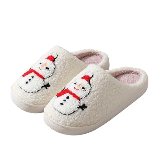 Hausschuhe Damen Plüschtier Nicht Rutsch Slippers Leichte Weiche Mit Schneemann Wärmeschuhe Niedlich Gästehausschuhe Innen Schlafzimmer Im Herbst Und Winter von Generisch