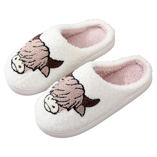 Hausschuhe Damen Plüschtier Rutschfeste Flache Hausschlappen Tier-Print Bequeme With Memory Foam Schlapfen Leise Gästehausschuhe Drinnen Und Draußen Herbst/Winter von Generisch