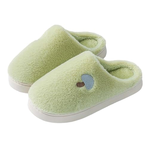 Hausschuhe Damen Plüschtier Rutschfeste Flache Pantoffeln Warme Winter Mit Pilzen Bestickt Schlapfen Niedliche Gästehausschuhe Innen & Außen Im Herbst Und Winter von Generisch