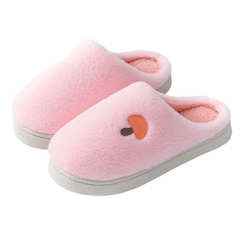 Hausschuhe Damen Plüschtier Rutschfeste Flache Pantoffeln Warme Winter Mit Pilzen Bestickt Schlapfen Niedliche Gästehausschuhe Innen & Außen Im Herbst Und Winter von Generisch
