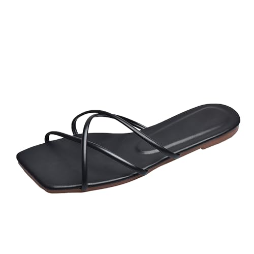 Hausschuhe Damen Sommer Offen Slippers Leder Flache Flip Flops Leichte Rutschfeste Slides Bequem Schlappen Freizeit Pantoletten Breite Füße Latschen Modische Sommerschuhe FüR Indoor Outdoor Beach Pool Hausschuhe Damen Sommer Offen Slippers Leder Flache Flip Flops Leichte Rutschfeste Slides Bequem Schlappen Freizeit Pantoletten Breite Füße Latschen Modische Sommerschuhe FüR Indoor Outdoor Beach Pool von Generisch
