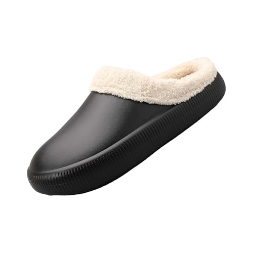 Hausschuhe Damen Warme Flauschige Pantoffeln Wasserdichte Gartenclogs mit Fell Frauen Geschlossen Lined Clogs Winter Plüsch Pantoletten Indoor Outdoor Slipper Damenhausschuhe Winterpantoffeln von Generisch