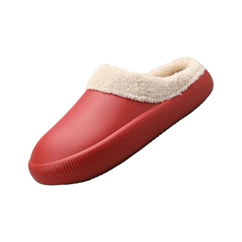 Hausschuhe Damen Warme Flauschige Pantoffeln Wasserdichte Gartenclogs mit Fell Frauen Geschlossen Lined Clogs Winter Plüsch Pantoletten Indoor Outdoor Slipper Damenhausschuhe Winterpantoffeln von Generisch