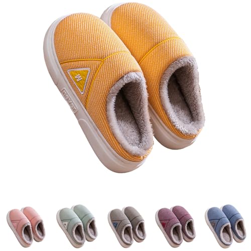 Hausschuhe Damen Winter Feste Sohle Filzpantoffeln Damen Flauschig rutschfest Weiche Plüsch Home Slippers Warm Kuschel Hausschuhe Geschlossen Unisex Gästehausschuhe Leichte Breite Füße Pantoffeln von Generisch