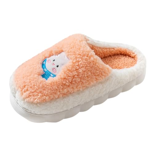 Hausschuhe Damen Winter Flache Plüsch Pantoffeln rutschfeste Pantoletten Warm Hausschlappen Filzpantoffeln Filzhausschuhe Frauen Bequeme Slippers Wohnschuhe Für Innen Außen von Generisch