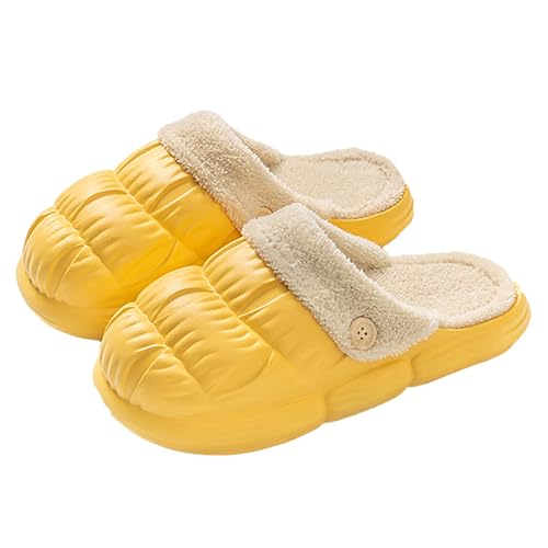 Hausschuhe Damen Winter Plüsch - Cozy Warm Fuzzy House Slippers Stumm Schlappen Bequem Hauspantoffeln Rutschfest Filzpantoffeln Wasserfest Winterhausschuhe Unisex Baumwollhausschuhe von Generisch