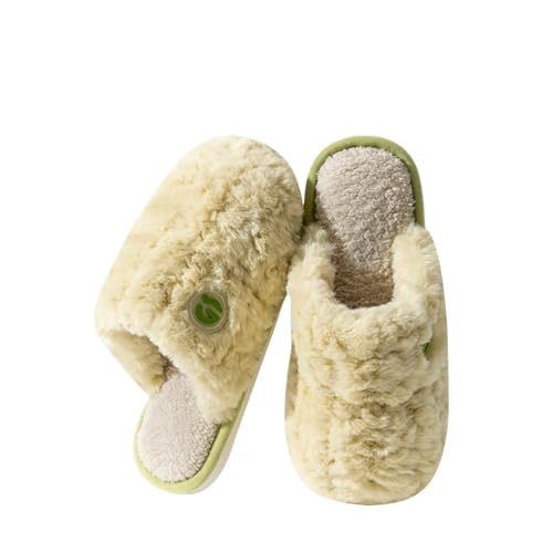 Hausschuhe Damen Winter Plüsch - Geschlossene Pantoffeln Damen Schlappen Cozy Pantoletten Warm Hausschlappen Fuzzy Winterschuhe Draußen Slippers Plüsch Hüttenschuhe Drinnen Slipper Draussen Bettschuhe von Generisch