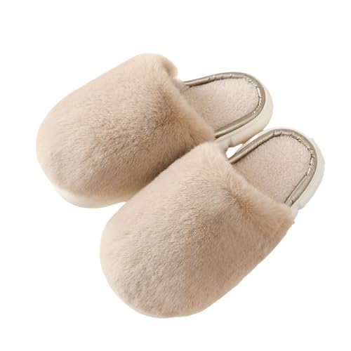 Hausschuhe Damen Winter Plüsch - Pantoffeln Damen Filz Modern Pantoletten Bequem Hauspantoffeln Rutschfest Hausschlappen Unisex Hüttenschuhe Fuzzy Fluffy Plüschhausschuhe Paare Slippers von Generisch