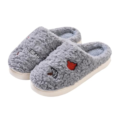 Hausschuhe Damen Winter Plüsch - Pantoffeln Herren Lustig Unisex Hauspantoffeln Paare Haushaltsschuhe Teddy-Fleece Hausschlappen Bequem Hüttenschuhe Baumwolle Heimschuhe Slippers von Generisch