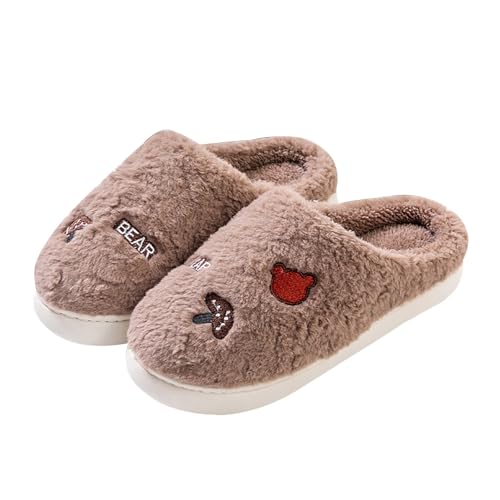 Hausschuhe Damen Winter Plüsch - Pantoffeln Herren Lustig Unisex Hauspantoffeln Paare Haushaltsschuhe Teddy-Fleece Hausschlappen Bequem Hüttenschuhe Baumwolle Heimschuhe Slippers von Generisch