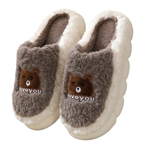 Hausschuhe Damen Winter Plüsch Pantoffeln Winterliche Kuschelig Warme Plüschschuhe Filzhausschuhe Filzpantoffeln Frauen Bequeme Slippers Damenschuhe Für Drinnen Und Draußen von Generisch