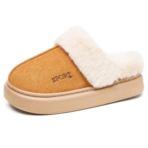 Hausschuhe Damen Winter Plüsch Pantoffeln rutschfeste Unisex Warm Hausschlappen Filzpantoffeln Filzhausschuhe Bequeme Flauschige Slippers Wohnschuhe Für Drinnen Und Draußen von Generisch