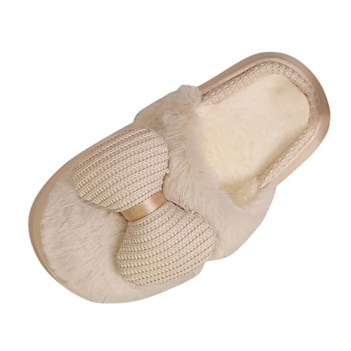 Hausschuhe Damen Winter Schleife Velours Design Trendy Wärmende Pantoffeln Für Zuhause Gemütliche Pantoffeln Mit Kuscheligem Futter von Generisch