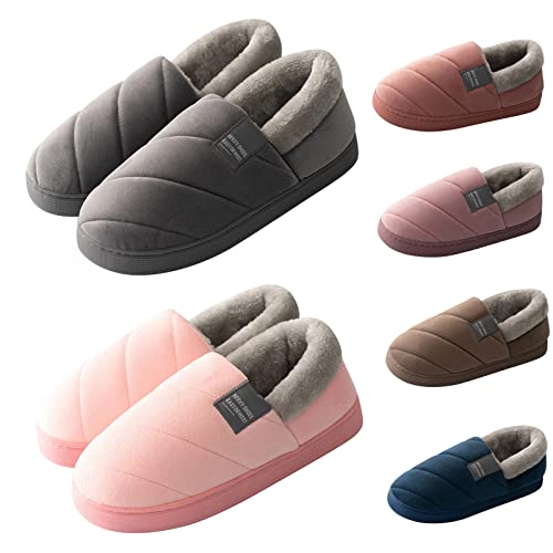 Hausschuhe Damen Wolle Feste Sohle Filzhausschuhe Für Damen Mit Rutschfester Sohle Kuschelhausschuhe Gefütterte Baumwollschuhe Geschlossene Hauspantoffeln Thermo Plüschhausschuhe Flauschig Pantolette von Generisch