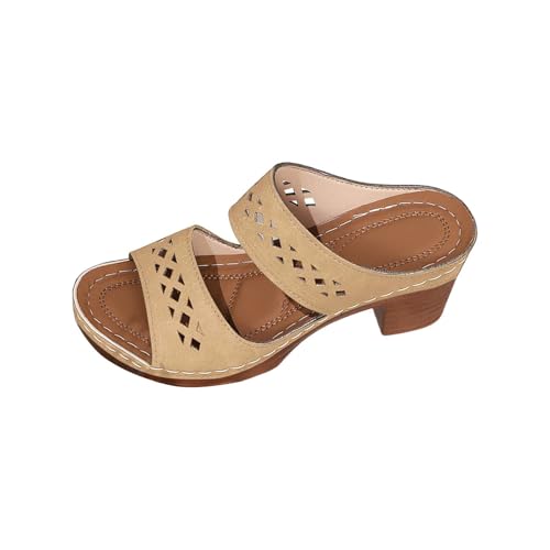 Hausschuhe Damen mit Absatz Retro Hohl Keilabsatz Slipper Atmungsaktive Wanderschuhe Rutschfest Pantoletten Lässige Römersandalen Offene Zehe Keilsandalen Plateau Schlappen Blockabsatz Hausschlappen Hausschuhe Damen mit Absatz Retro Hohl Keilabsatz Slipper Atmungsaktive Wanderschuhe Rutschfest Pantoletten Lässige Römersandalen Offene Zehe Keilsandalen Plateau Schlappen Blockabsatz Hausschlappen von Generisch