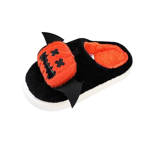 Hausschuhe Halloween Herren Plüsch Slipper Damen Damen Strandsandalen Hohl Casual Hausschuhe Flache Schuhe Sandalen Filzschuhe (Black,38) von Generisch