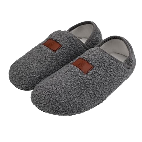Hausschuhe Herren, Unisex Fuzzy Hausschuhe Damen, Warm Barfuss Slipper Socken Geschlossene Rückseite Haussocken Flauschiges Futter Rutschfeste Pantoffeln Zum Reinschlüpfen von Generisch