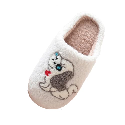 Hausschuhe Herren Frauen Damen Hausschlappen Warme Pantoffeln Flauschige Badelatschen Kuschelige Filzhausschuhe Tier-Stickerei Plüschhausschuh Unisex Freizeitschuhe Paar Slippers von Generisch