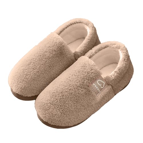 Hausschuhe Herren Geschlossen Rutschfest Pantoffeln Herren Filz Feste Sohle Hausschlappen Mit Lammfell Baumwollschuhe Hinten Offen Kuschelhausschuhe Flauschige Herrenhausschuhe Thermo Winterhausschuhe von Generisch