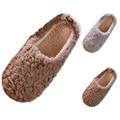 Hausschuhe Herren Kaffee – Frauen Plüsch Hausschuhe – Geschlossene Rückseite Home Sliders Geschlossene Flauschige Schuhe Flauschige Weiche Bequeme Schuhe Winter Warm Indoor Slipper Haus Rutschfeste von Generisch