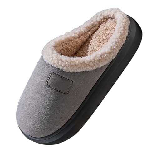 Hausschuhe Herren Plüsch ， Warme Winter Pantoffeln Damen Dicke Sohle Hauspantoffeln Weit Pantoletten Rutschfest Filzpantoffeln Unisex Winterhausschuhe Bequem Freizeitschuhe Slippers von Generisch