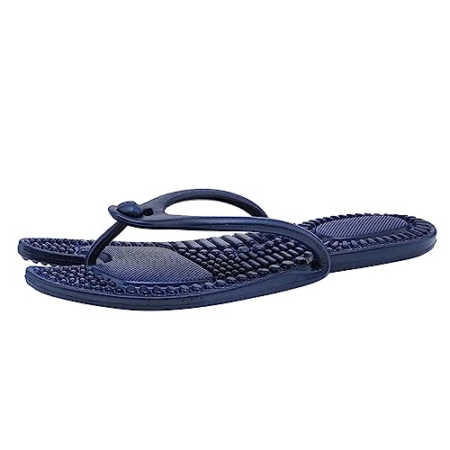 Hausschuhe Herren Slides Modische Bequeme Cozy Männer Schuhe Paar Reise Badezimmer Hausschuhe Bequeme Weiche Sohle Faltbare Tanga Massage Hausschuhe Flip Flops Herren Heimschuhe (Dark Blue, 44) von Generisch