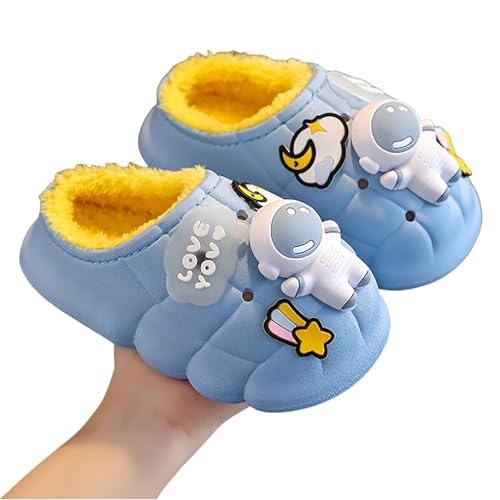 Hausschuhe Jungen und Mädchen Kuschelige Pantoffeln mit Gefüttertem Innenfutter Slipper Bequeme Fersenlose Home Kinderschuhe Leichte Fleecegefüttert Hauspantoffeln von Generisch