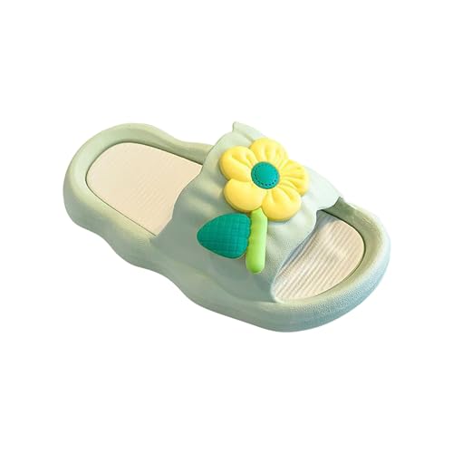 Hausschuhe Kinder 31 Mädchen Prinzessin Blumen rutschfeste weiche Unterseite draußen tragen Sandalen Hausschuhe Winter Socken Baby (Green, 25 Toddler) von Generisch