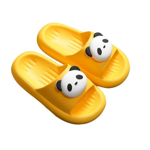 Hausschuhe Kinder Hausschuhe für Mädchen, weiches Eva, für drinnen draußen, lässig, bequem, mit Panda-Print, Schlupfschuhe für Kleinkinder im von 2 bis 12 Jahren (Yellow, 33.5 Big Kids) von Generisch