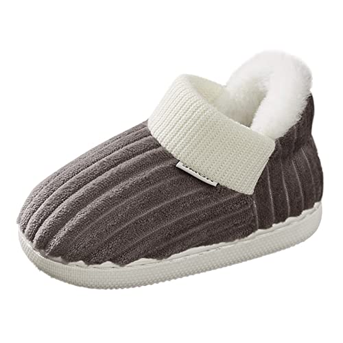 Hausschuhe Kinder Junge Mädchen Kinderhausschuhe Jungen Hausschuhe Baumwolle Bequeme Haushausschuhe Schlafzimmerhaushausschuhe Winter Warme Innenschuhe Patschen (Coffee, 25 Toddler) von Generisch
