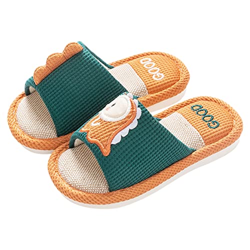Hausschuhe Kinder Jungen Baumwolle und Leinen Pantoffeln Winter Mädchen Wärme Weiche Plüsch Hausschuhe Kuschelige Slipper mit Cartoon Dinosaurier Leicht Hallenschuhe Barfussschuhe von Generisch