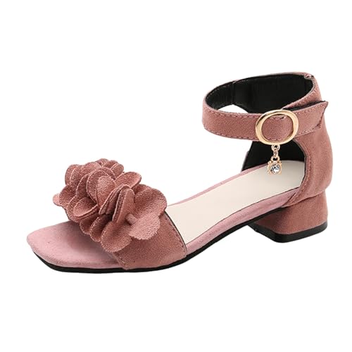 Hausschuhe Kinder Mädchen Kinderschuhe Dicke hochhackige Sandalen Modische kleine hochhackige Blumen-Prinzessin-Sandalen (31.5 Little Child) von Generisch