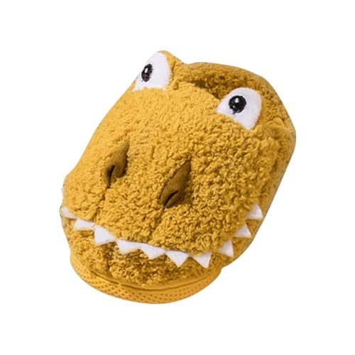 Hausschuhe Kinder Modische, süße Hausschuhe für Winter für Jungen Mädchen mit flachem Boden, leicht, weich bequem, warm, einfarbig, Cartoon-Tierform (Yellow, 23 Toddler) von Generisch