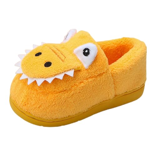 Hausschuhe Kinder Modische, süße Hausschuhe für Winter für Jungen Mädchen mit flachem Boden, leicht, weich bequem, warm, einfarbig, Cartoon-Tierform (Yellow, 28 Little Child) von Generisch