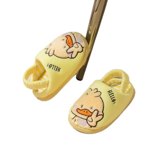 Hausschuhe Kinder Winter süße Jungen Hausschuhe mit flachem Boden, weich bequem, warm, Cartoon-Dinosaurier-Kaninchen-Muster (Yellow, 20 Toddler) von Generisch