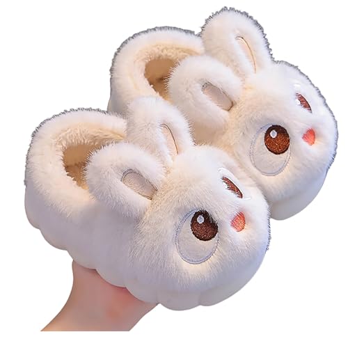 Hausschuhe Kleinkinder Mädchen Mädchen Hausschuhe Winter Warme Schuhe für Kinder Gemütliche Indoor Outdoor Weiche Fleece Gefütterte Kinder Booties Mit Fersenabdeckung Hausschuhe Sommer (White, 37) von Generisch