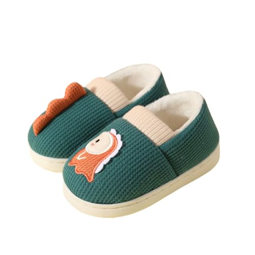 Hausschuhe Mädchen Gefütterte Warme Slippers Kids mit Hinten Pantoffeln Geschlossen Einfach Barfussschuhe Kinder Dino Motive Pantoletten Flachem Herbst Filzpantoffeln von Generisch
