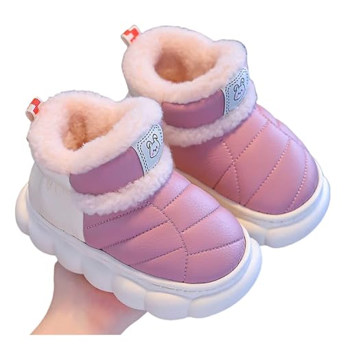 Hausschuhe Mädchen Größe Mädchen Hausschuhe Winter Warme Schuhe für Kinder Gemütliche Indoor Outdoor Weiche Fleece Gefütterte Kinder Booties Mit Fersenabdeckung Antirutsch Schuhe Damen (Purple, 39) von Generisch