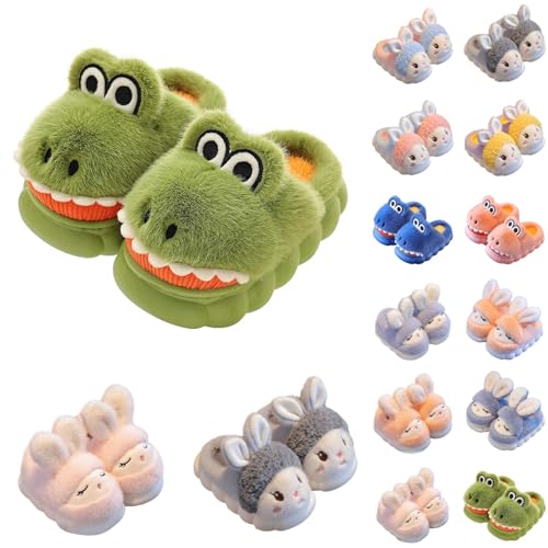 Hausschuhe Mädchen Jungen Pantoffeln Winter Plüsch Warm Gefüttert Flauschig Süß Bequem Innenbereich Slippers für Kinder Dinosaurier Schuhe Karikatur Kaninchen Haushausschuhe von Generisch
