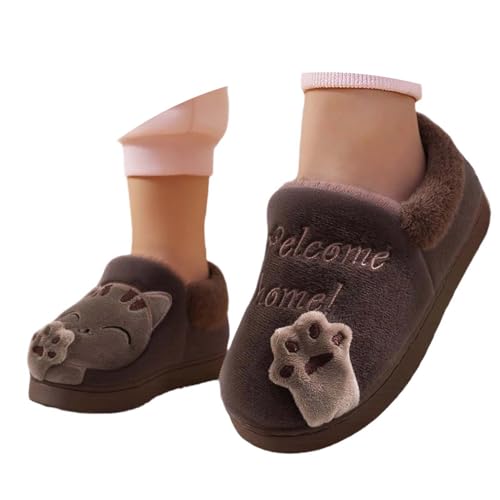 Hausschuhe Mädchen Mädchen Hausschuhe Winter Warme Hausschuhe Für Kleinkinder Kinder Weich Bequem Niedliches Cartoon-Design Für Die Schule Freizeitkleidung Socken Kinder (Coffee, Toddler) von Generisch