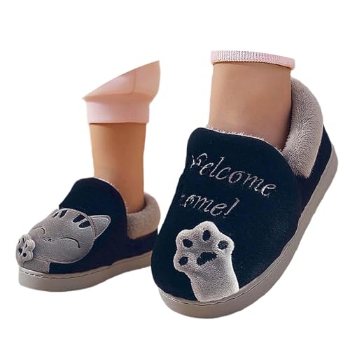 Hausschuhe Mädchen Mädchen Hausschuhe Winter Warme Hausschuhe Für Kleinkinder Kinder Weich Bequem Niedliches Cartoon-Design Für Die Schule Freizeitkleidung Socken Kinder (Dark Blue, Toddler) von Generisch