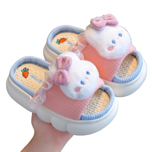 Hausschuhe Mädchen Warme Foam Sohle Schlappen mit Hasen Motive Pantoffeln Kinder Offene Atmungsaktiv Slippers Kids Süß Bequeme Winterschuhe Herbst Innenbereich Freizeitschuhe von Generisch