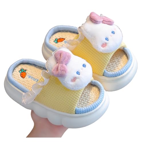 Hausschuhe Mädchen Warme Foam Sohle Schlappen mit Hasen Motive Pantoffeln Kinder Offene Atmungsaktiv Slippers Kids Süß Bequeme Winterschuhe Herbst Innenbereich Freizeitschuhe von Generisch